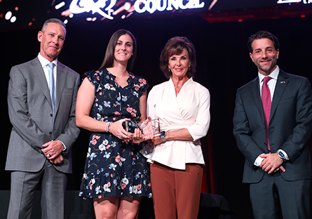 Leah Palmer receiving award